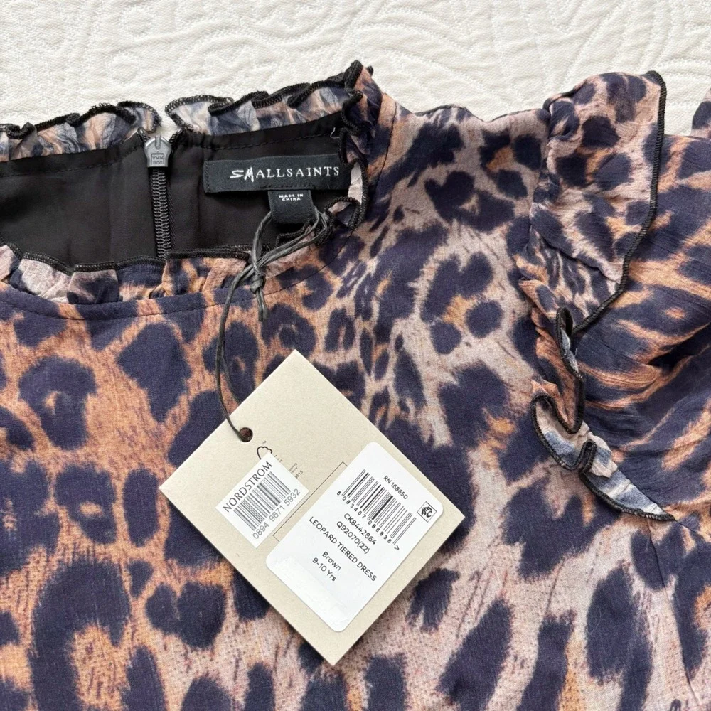 smALLSAINTS Girls' Leopard Tiered Dress (9-10‎ Years)